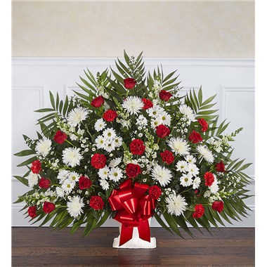 Heartfelt Tribute&trade; Floor Basket- Red & White